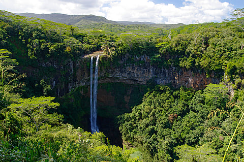 Chamarel Falls located in the Black River Gorges National Park, Mauritius