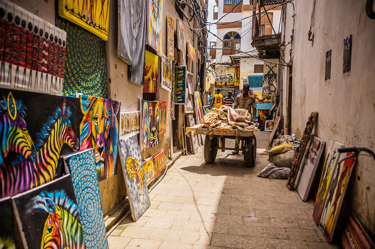 Narrow streets and old houses in Stone Town, Zanzibar