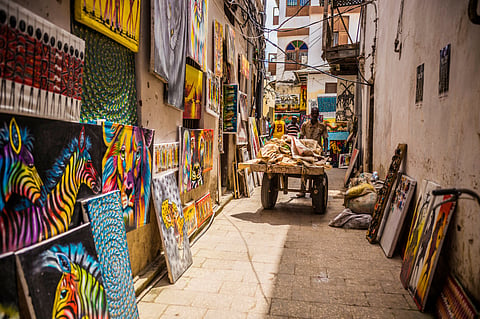 A trader street in Zanzibar
