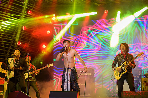 The NION Music band of Shillong during stage performance in Ziro Festival 