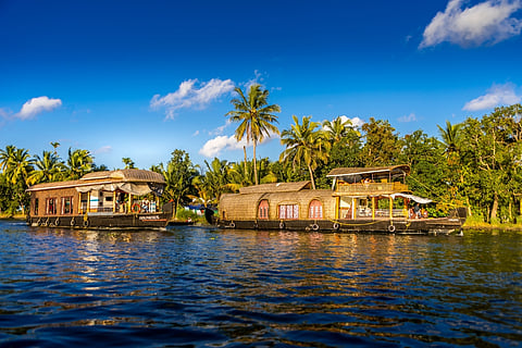 Houseboats on the backwaters of Kerala near Alleppey