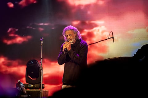 Bollywood singer Lucky Ali during stage performance in Ziro festival, 2019.