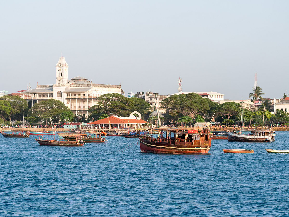 Stone Town on Zanzibar seen from the ferry from Dar es Salaam