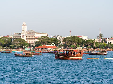 Stone Town on Zanzibar seen from the ferry from Dar es Salaam