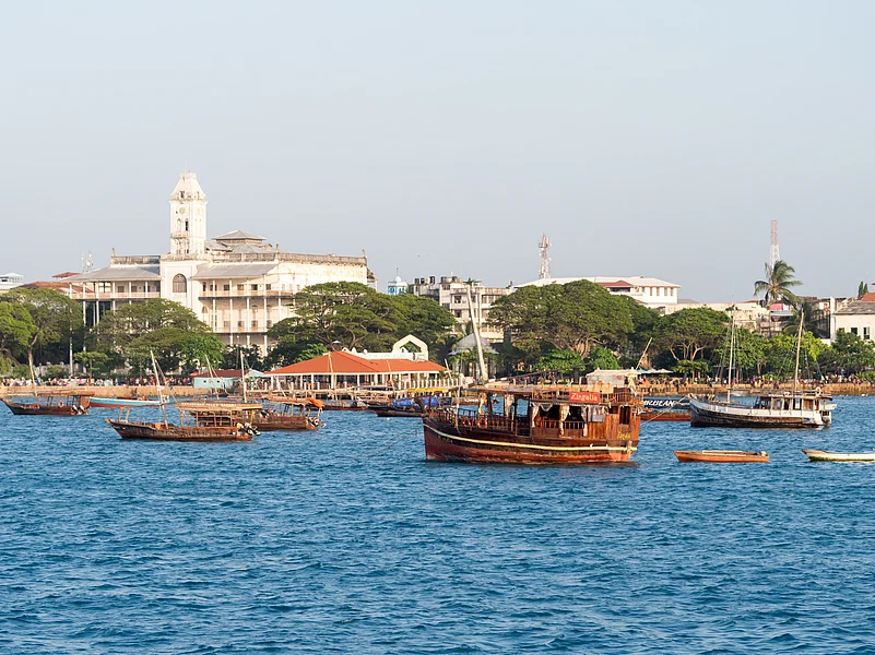 Stone Town on Zanzibar seen from the ferry from Dar es Salaam