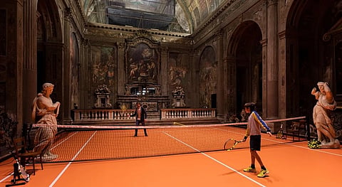 The tennis court inside the Chiesa San Paolo Convers