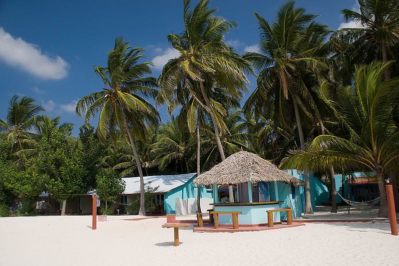 Beach huts on Agatti island