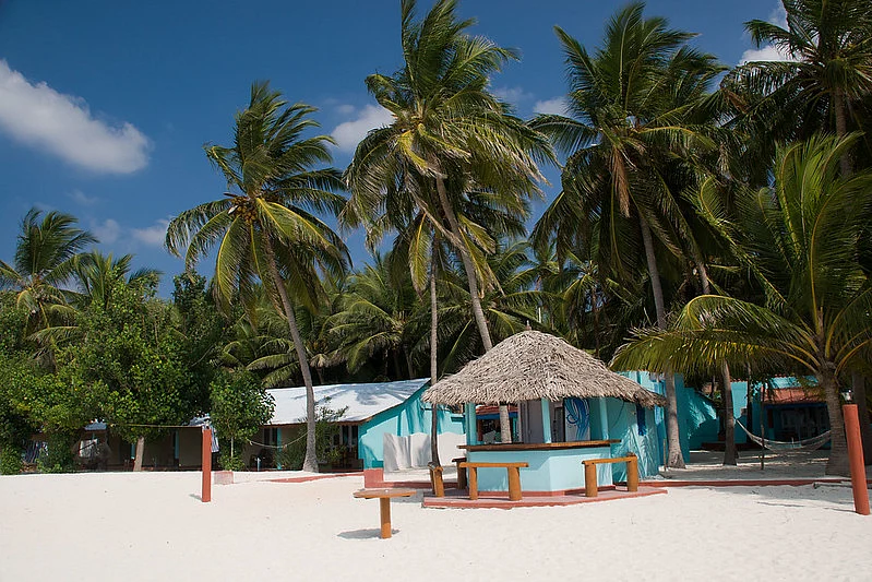 Beach huts on Agatti island