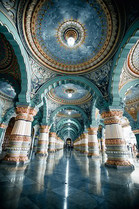 The grand Audience Hall of Mysore Palace