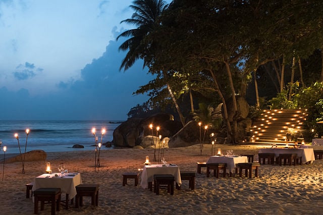 A romantic dinner on the beach