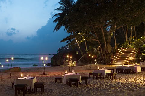 A romantic dinner on the beach