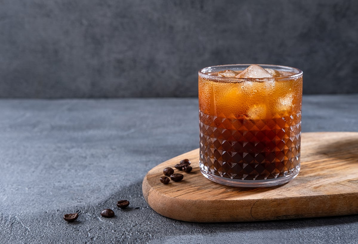 A chilled glass of espresso & tonic