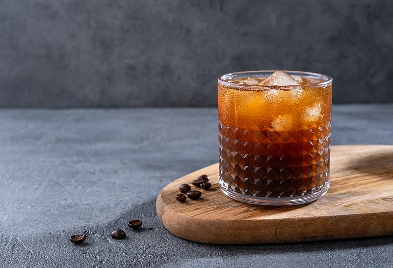 A chilled glass of espresso & tonic