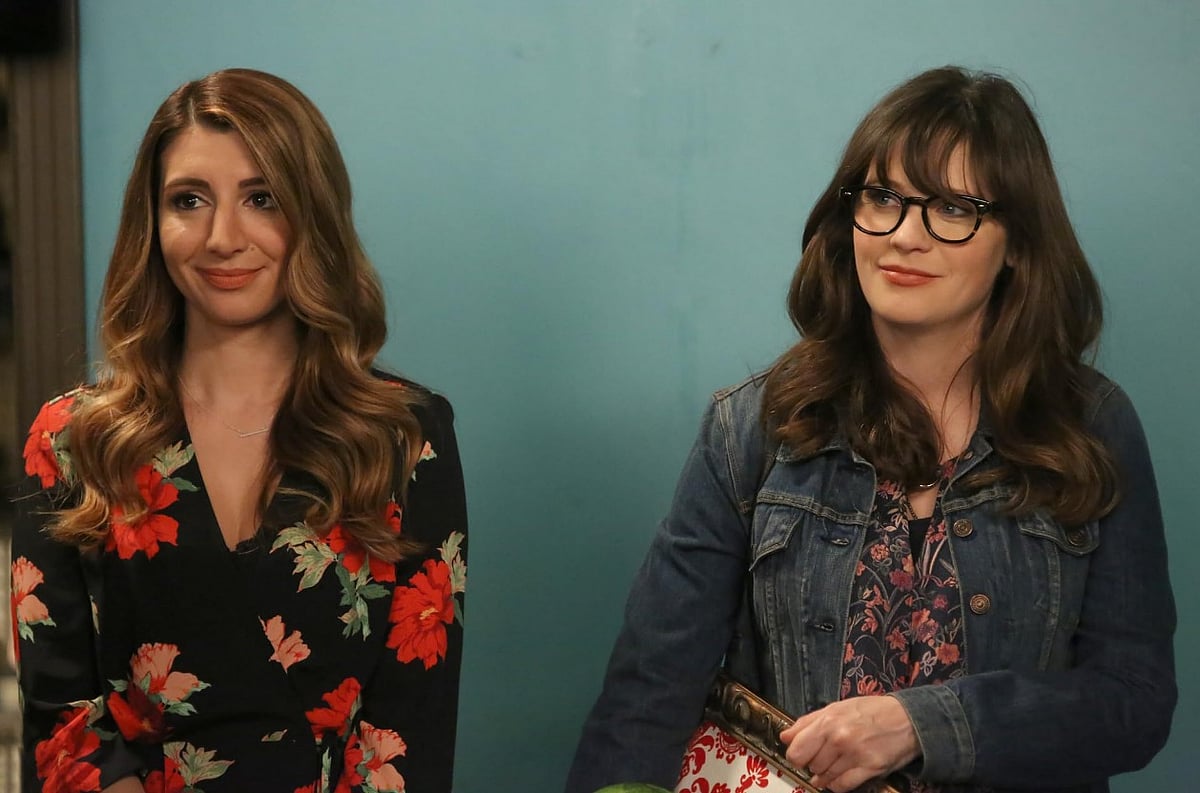 Zooey Deschanel and Nasim Pedrad in New Girl.
