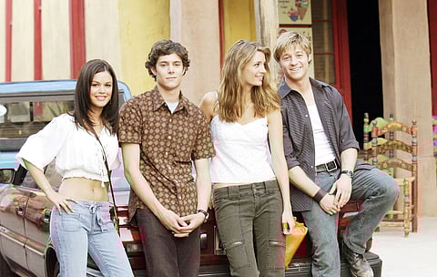 The cast of the O.C. in a still from the show.