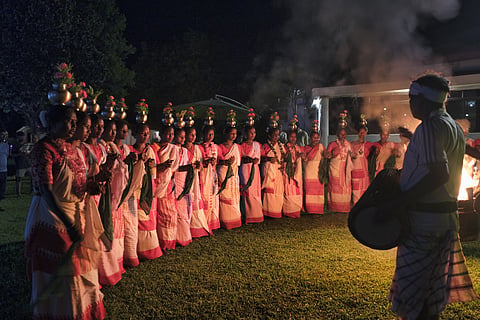 Dancers performing a traditional act at the resort