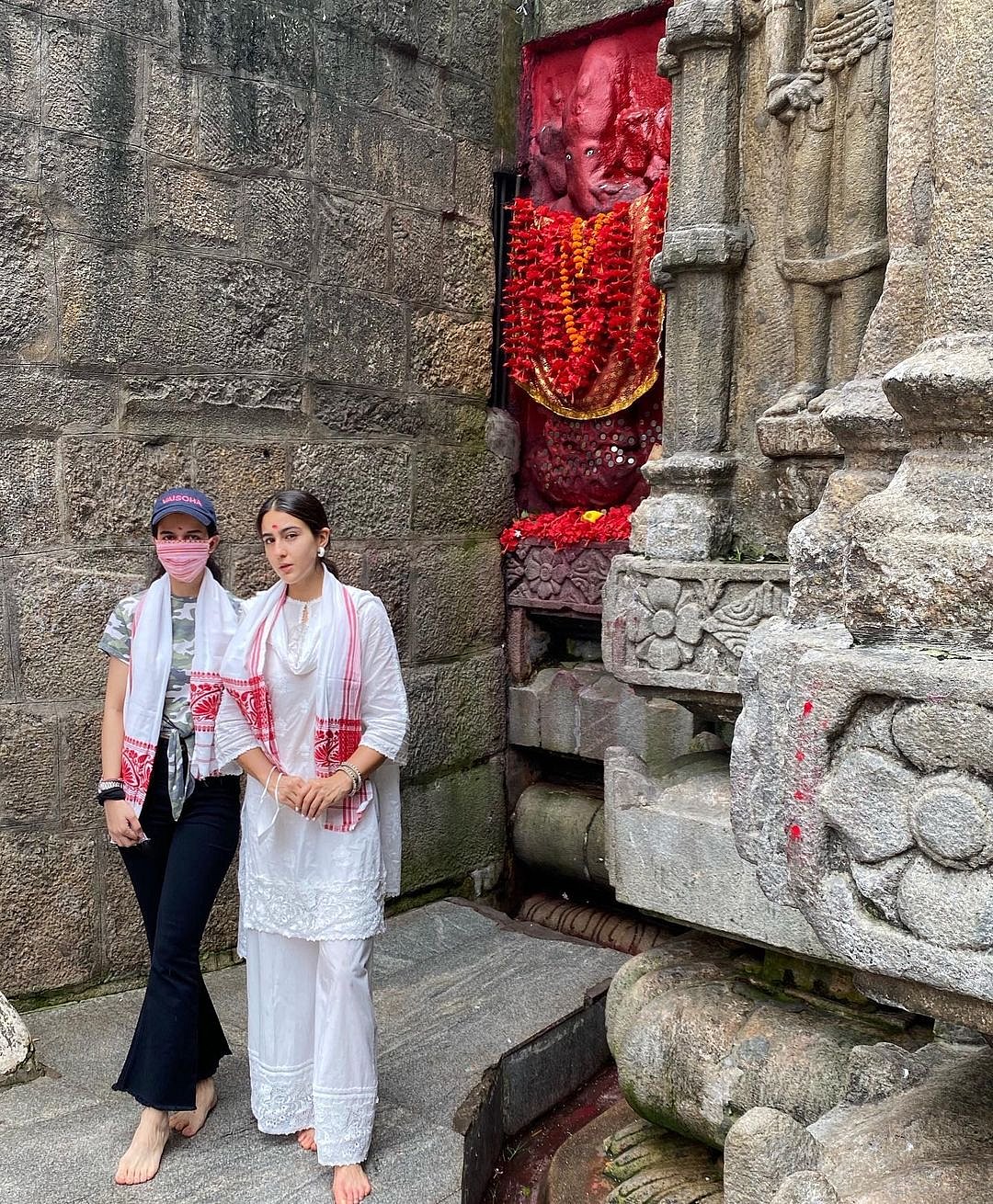 Sara Ali Khan with a friend at Kamakhya Temple, Guwahai