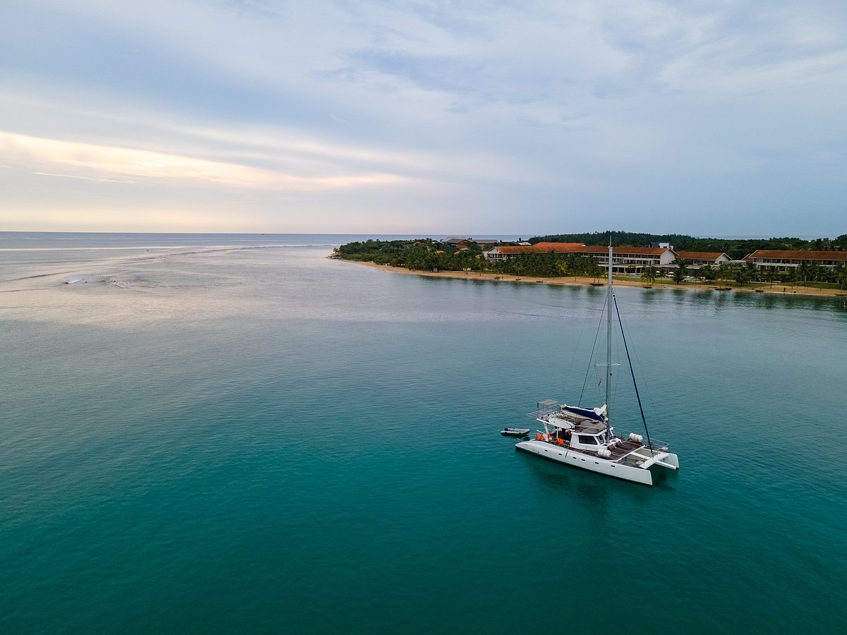 A Catamaran standing still on a lonely Passikuda sea in East coast of Sri Lanka