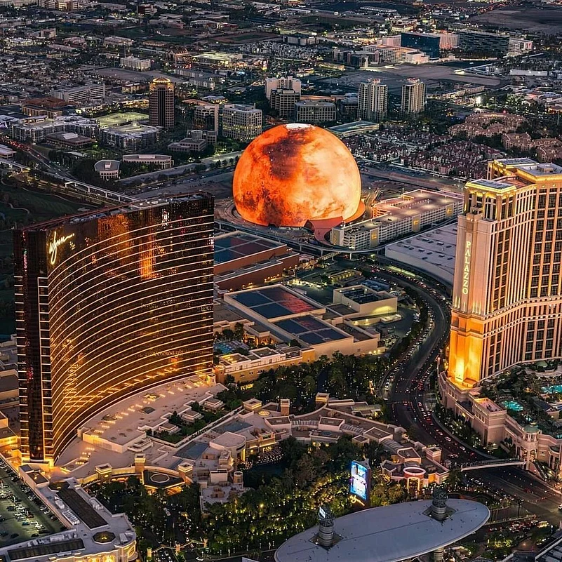 Aerial view of the Sphere