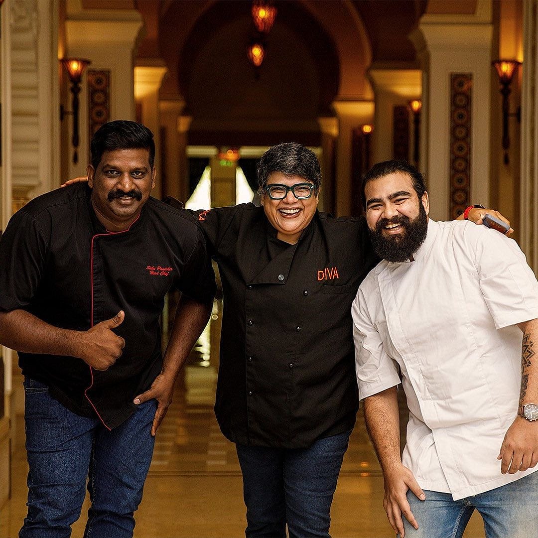 From L-R: Chef Sabu G Panicker, Chef Ritu Dalmia and Chef Aniket Chatterjee