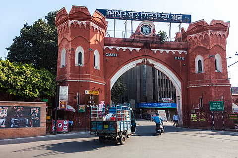 Vehicles enter the walled city at the Hall Gate, Amritsar