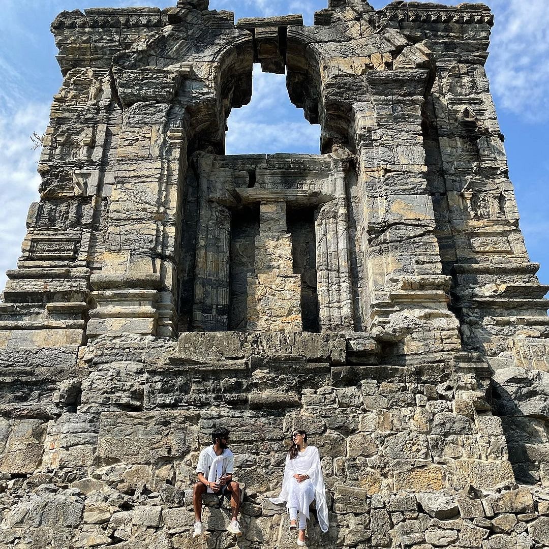 Sara Ali Khan with a friend at the Martand Sun Temple in Anantnag, J&K