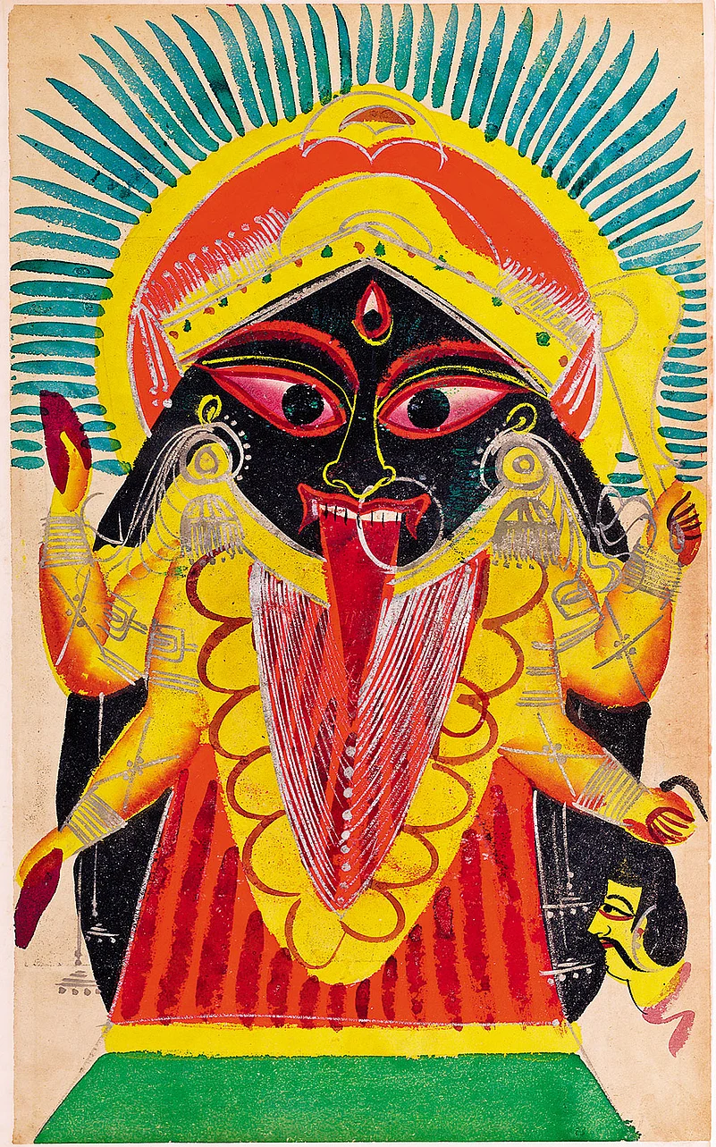 Goddess Kali, Kalighat painting, ca. 1865