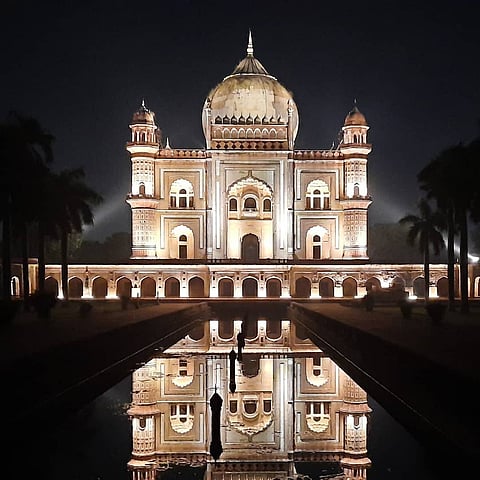 Safdarjung Tomb lit up at night