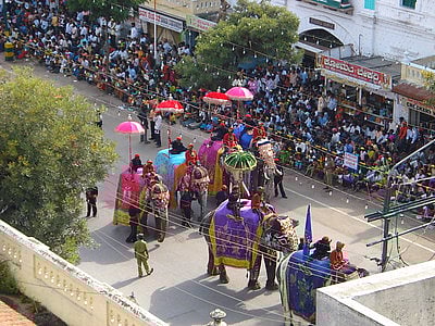 The procession moves through the city
