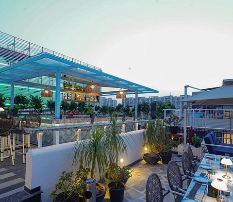 Blue and white interiors at Soul Mykonos