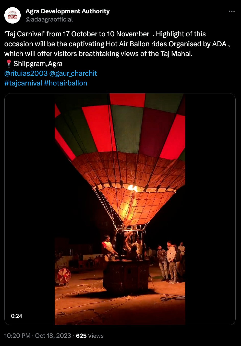 Agra Development Authoritys official announcement on X