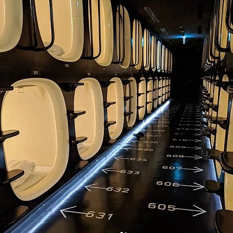 Capsule hotel in Japan