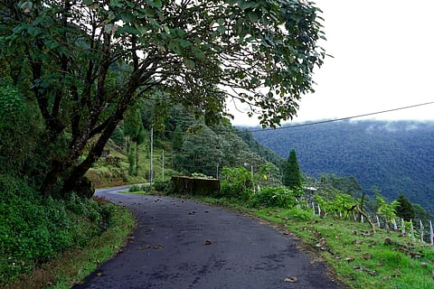 Beautiful scenic view of road at Phadamchen, Sikkim