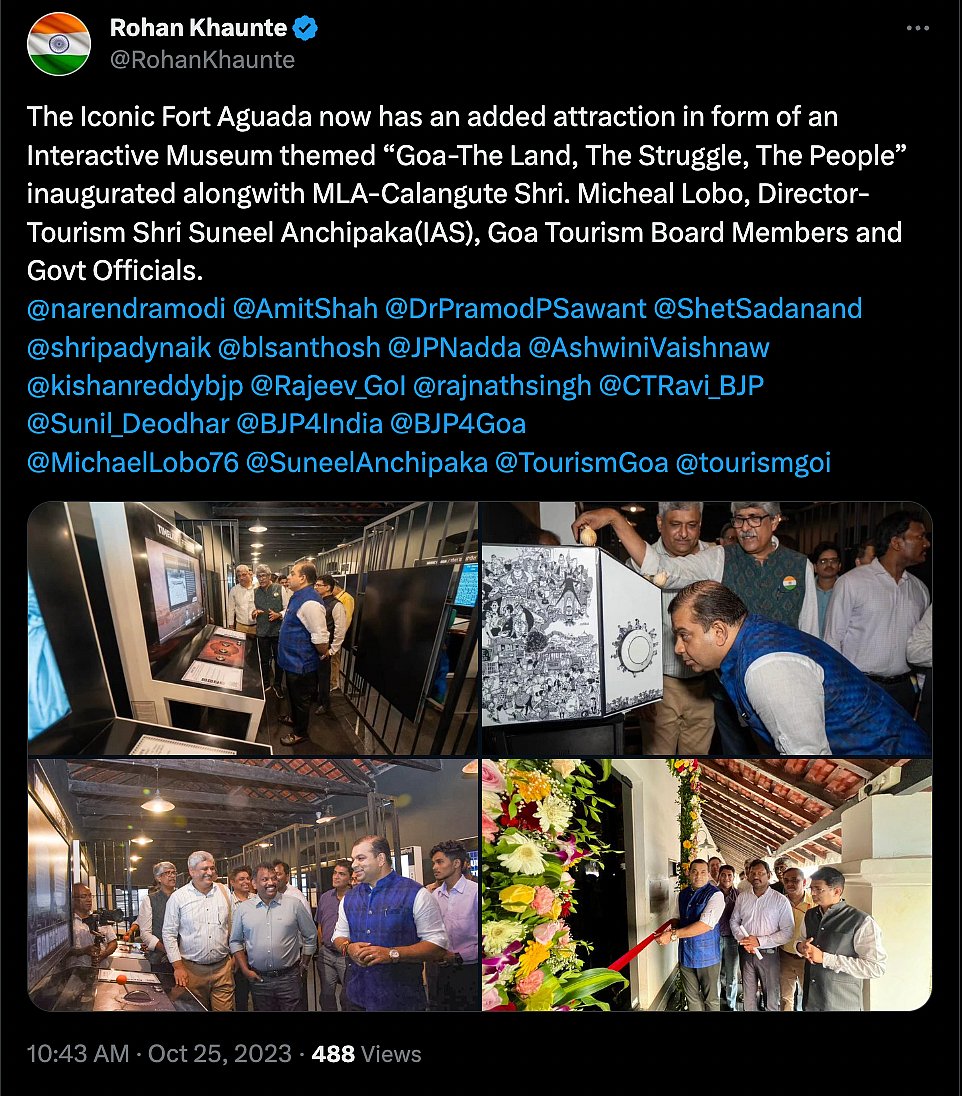Goa Tourism Minister Rohan Khaunte inaugurated the museum on October 24