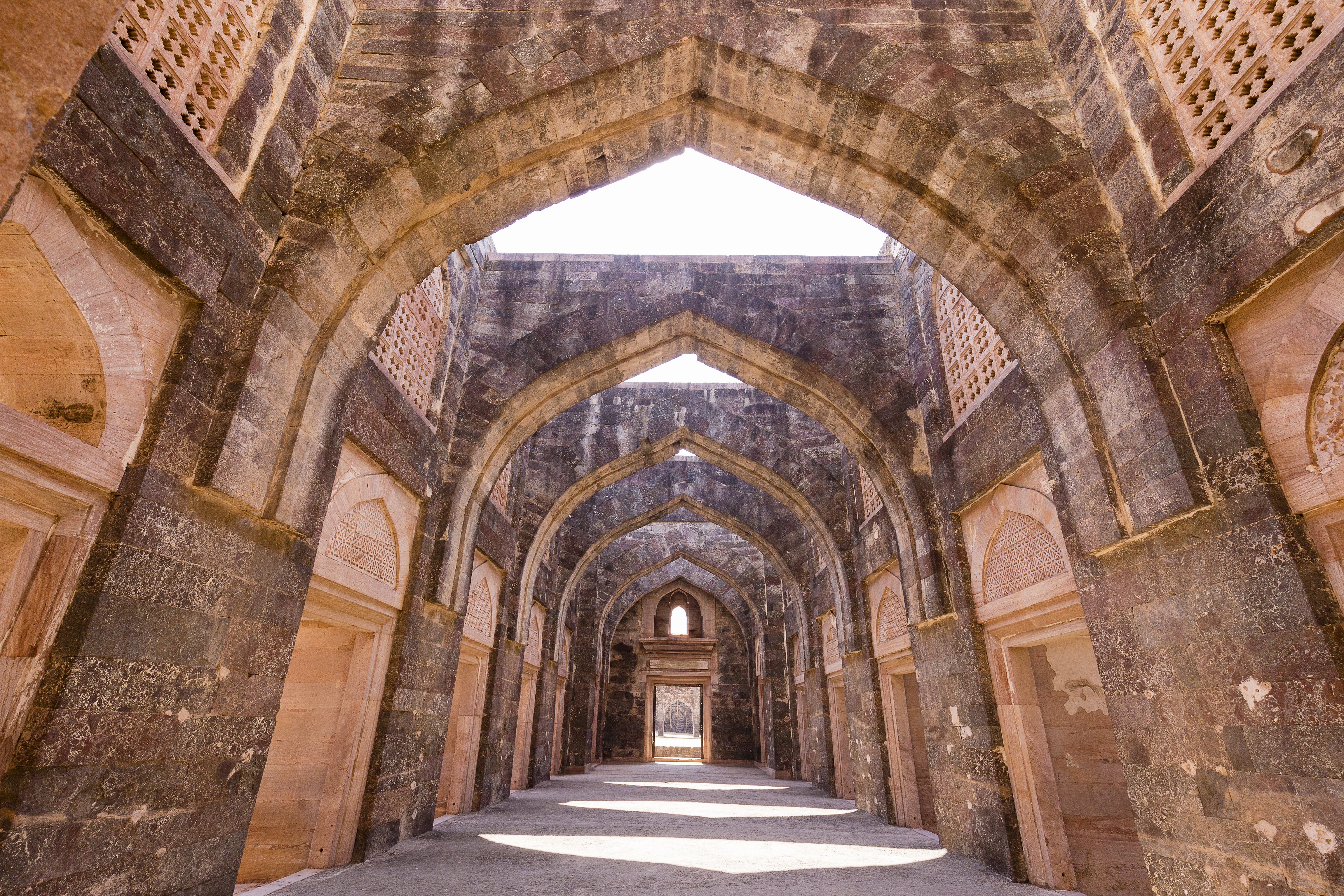 The arches inside the palace