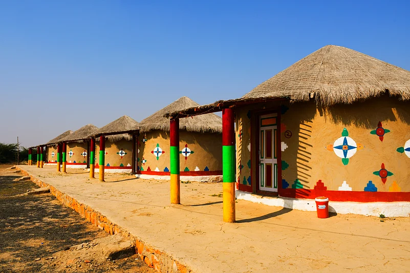 Traditional huts called Bhungas in Dhordo