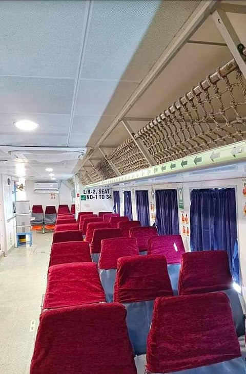 Interiors of Cheriyapani,  which is going to sail between Nagappattinam - Kankesanturai.