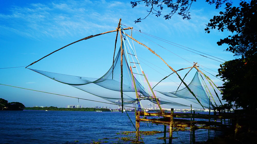 Chinese fishing net in Kochi, Kerala