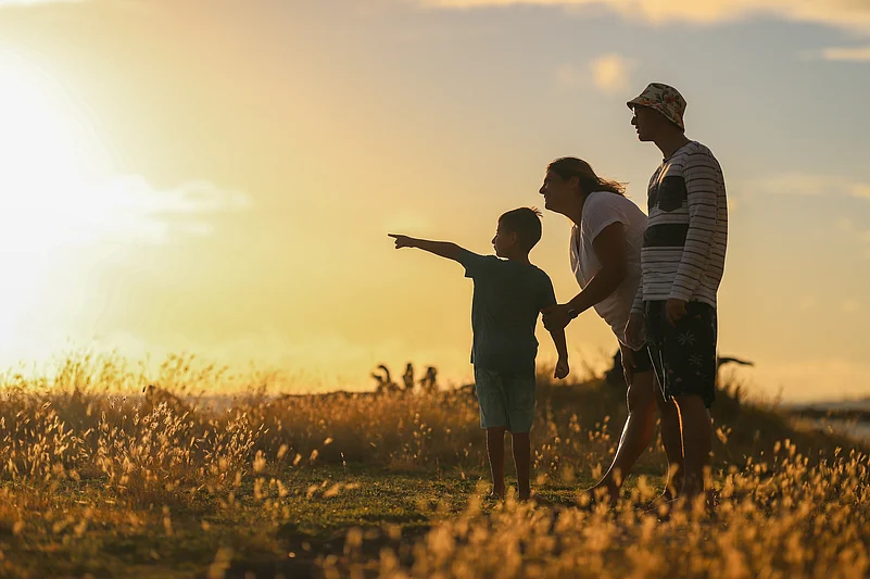 Family on a field