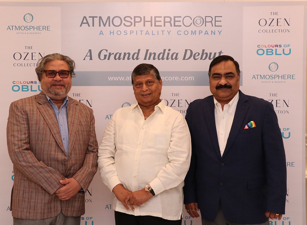 Left to right: Salil Panigrahi, the Managing Director of Atmosphere Core, Dipti Ranjan Patnaik, the Chairman of Atmosphere Hospitality, Souvagya Mohapatra, Managing Director of Atmosphere Core - India, Nepal, Sri Lanka, & Bhutan