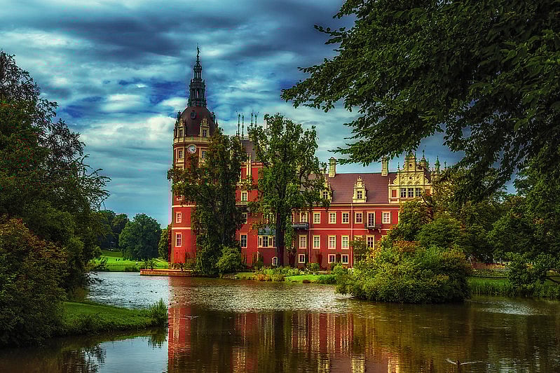 The Muskau Park extends on both sides of the Lusatian Neisse River in Germany and Poland