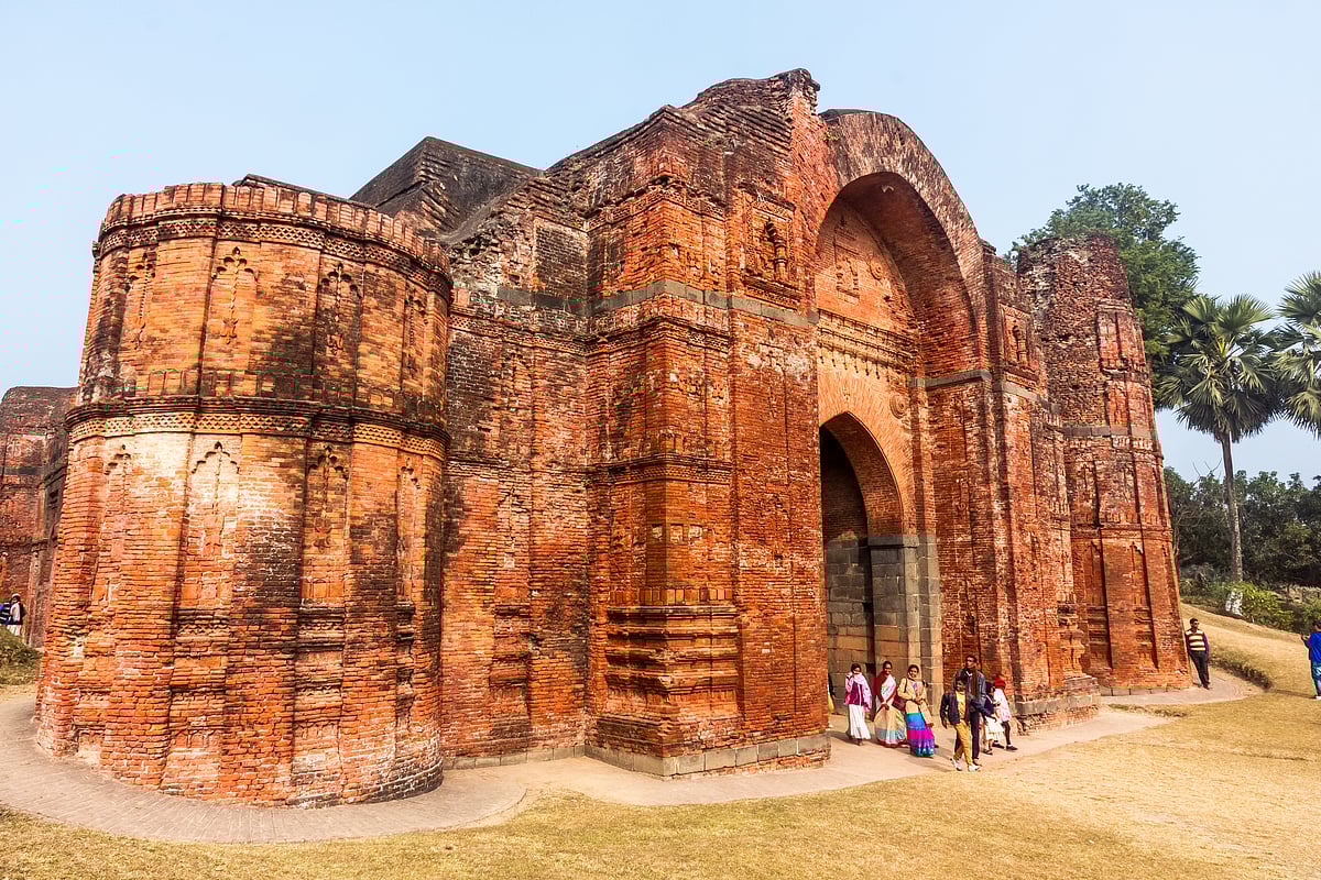The archaeological ruins of the ancient Dakhil Darwaza in Gaur, the old capital of the Bengal Sultanate