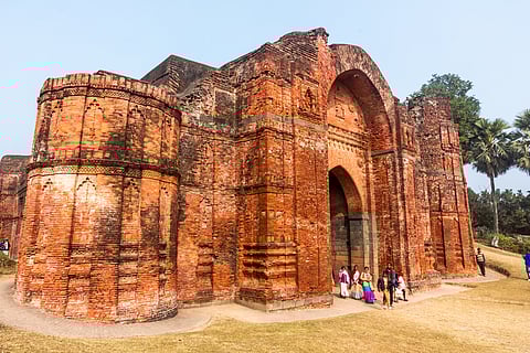 The archaeological ruins of the ancient Dakhil Darwaza in Gaur, the old capital of the Bengal Sultanate