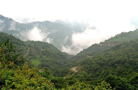 Morni Hills features a lusuh landscape