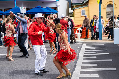 Dancers performing on a street in Melbourne, Australia