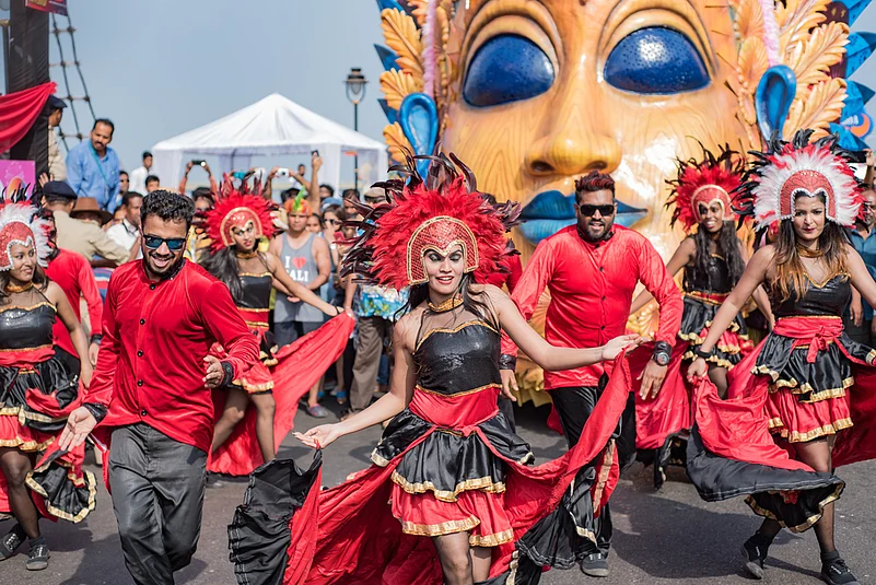 Dancing and floats at the grand parade
