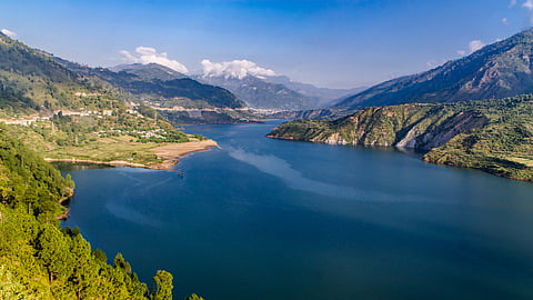 Landscape of Tehri Dam reservoir