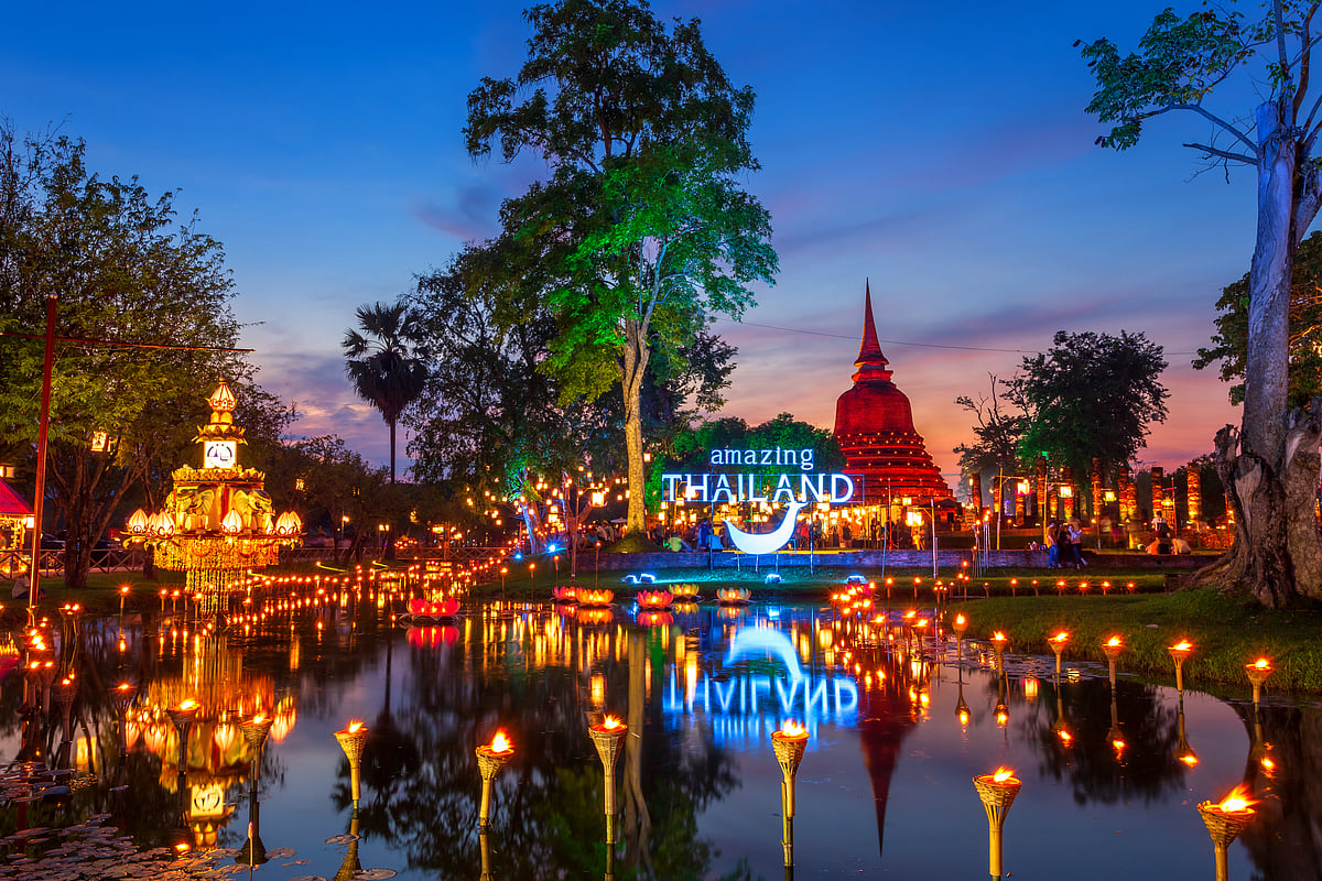 Loy Krathong festivities,  Sukothai, Thailand