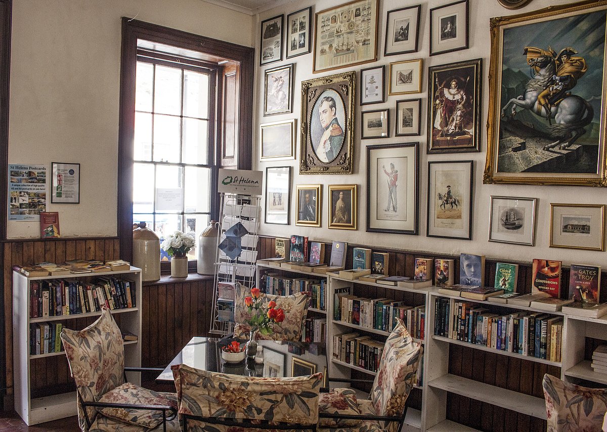 Coffee shop in Jamestown, St Helena. On the walls, pictures of Napoleon