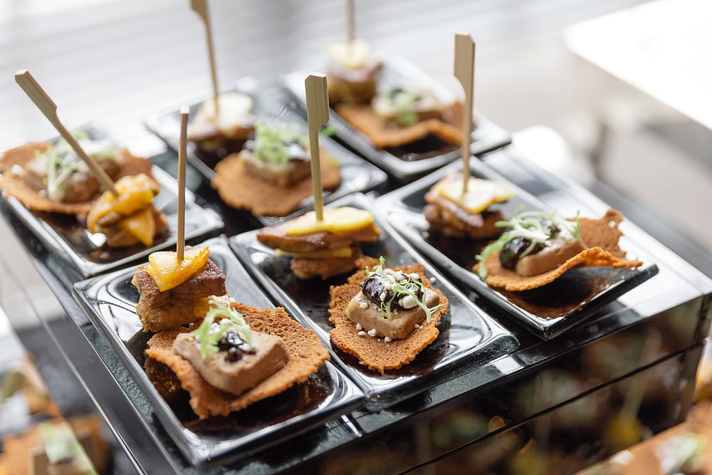 Foie gras with seaweed jam on top 